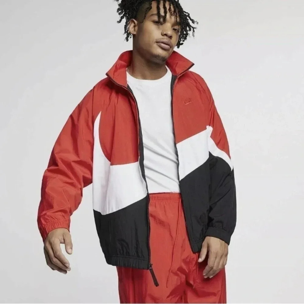 Nike Big Swoosh Woven Red/Black/White Jacket Men’s size Small - Picture 3 of 12